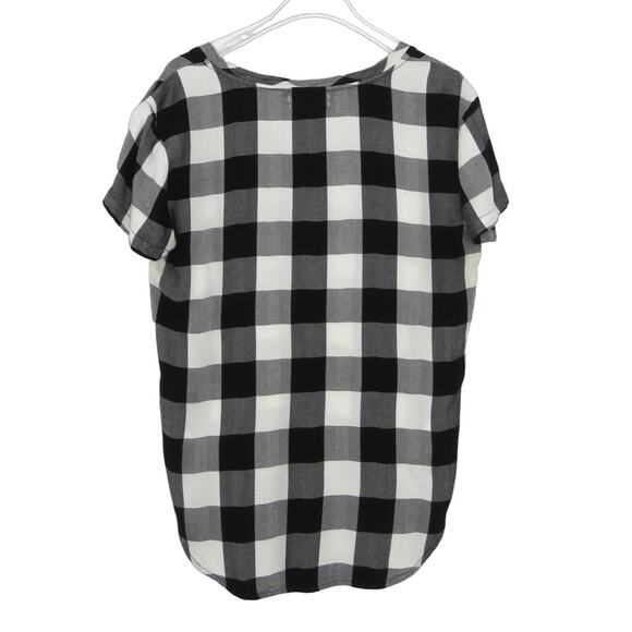Cloth and Stone Anthropologie Plaid Tencel Top Black & White Plaid Shirt XS - Picture 3 of 6